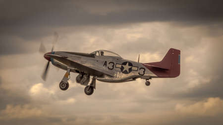 P51 Mustang in flight at twilight