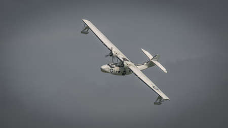 Biggleswade, UK - 7th May 2017: A Consolidated PBY Catalina. Vintage USN flying boat, Miss Pickup'...