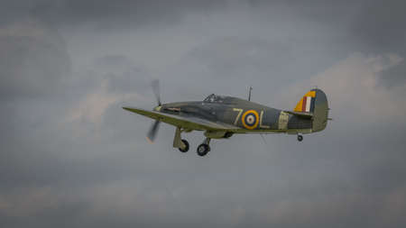 Biggleswade, UK - 7th May 2017: Vintage Hawker Hurricane in flightのeditorial素材