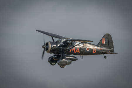Biggleswade, UK - 7th May 2017: Vintage Westland Lysander in flightのeditorial素材