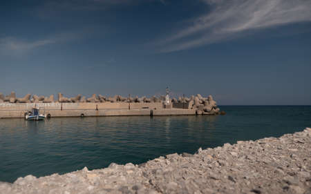 A view of Milatos harbour, near to the town of Sissi in North Eastern Crete. One of the Greek Islands.の写真素材