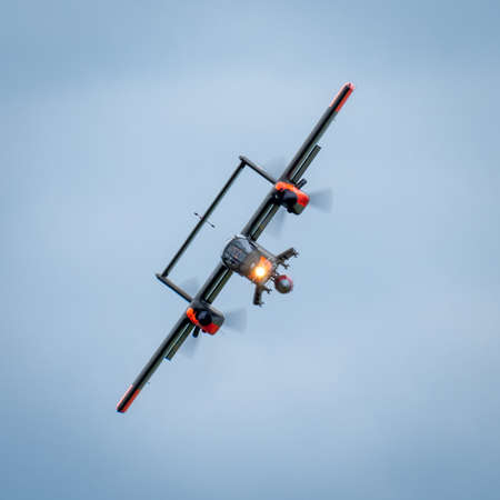 A  vintage Bronco aircraft in flightのeditorial素材