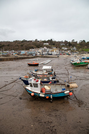 A landscape view of Lyme Regis, a seaside town in Dorset, UKのeditorial素材