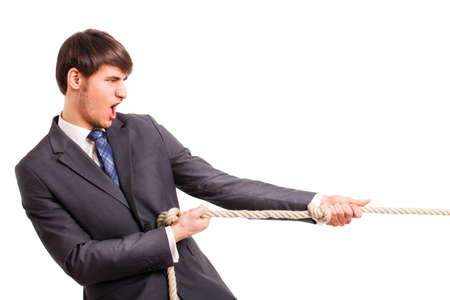young businessman competing with rivals