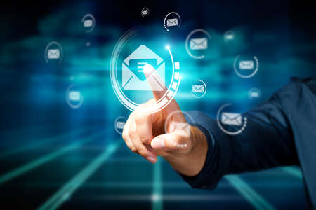 man opening a mail の写真素材