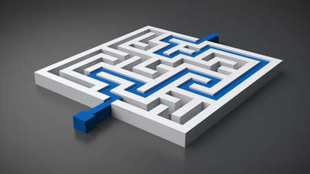rendered maze with a solution の写真素材