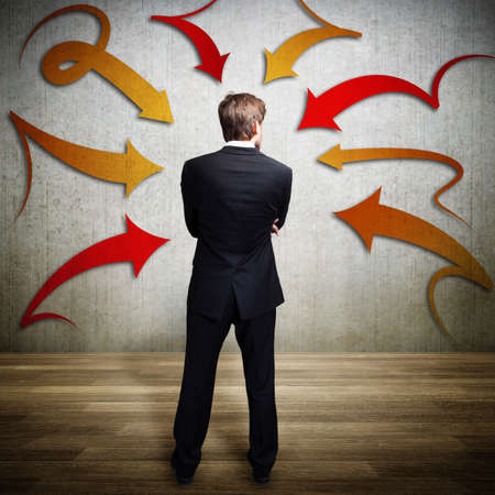 businessman is influenced by many ideas の写真素材