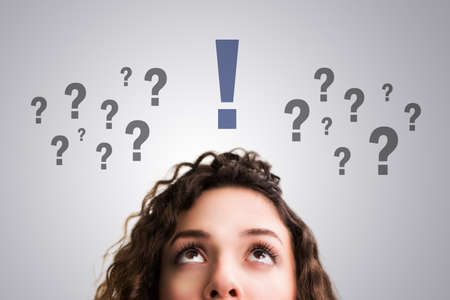 young woman having an idea Besides many questions
