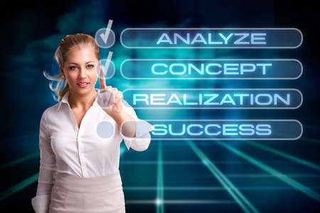 young businesswoman Following a checklist