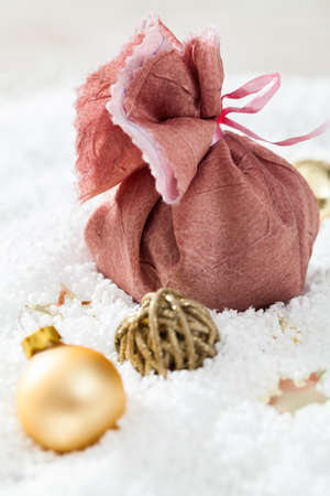 christmas decoration in the snowの写真素材