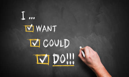 hand is writing \\\I want, I could, I do\\\
