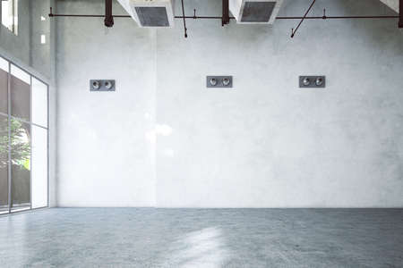 empty rendered industrial hallの写真素材