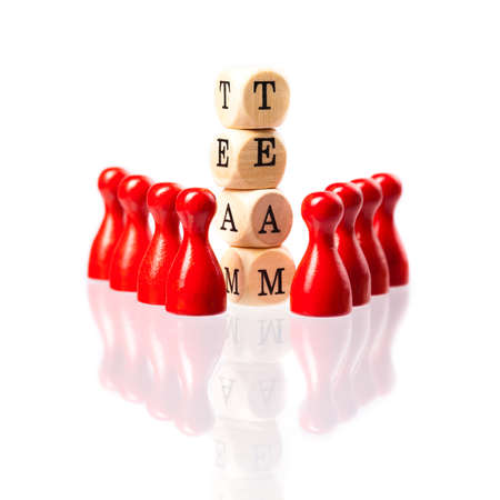figures with cubes and the word TEAMの写真素材