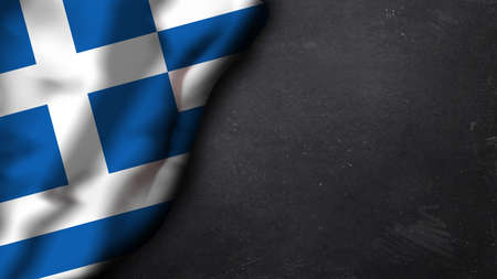 flag of greece on a blackboardの写真素材