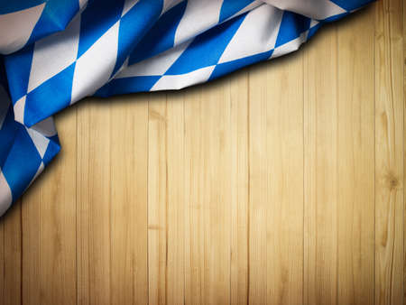 bavarian tablecloth on a wooden backgroundの写真素材