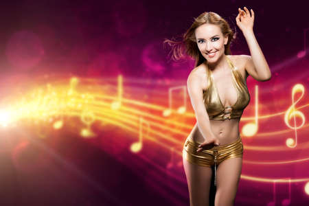 attractive woman in sexy clubwearの写真素材