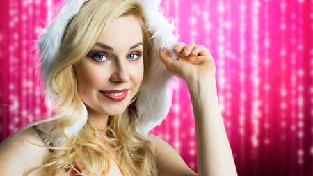 attractive smiling miss santaの写真素材