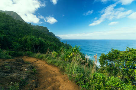 Kalalau trail on Kauai, Hawaiiの写真素材