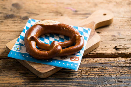 pretzel on the woodの写真素材