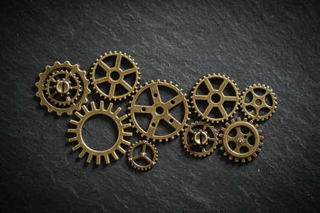 cogwheels symbolizing teamwork as a connected network of peopleの写真素材