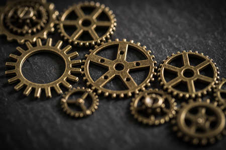 cogwheels symbolizing teamwork as a connected network of peopleの写真素材