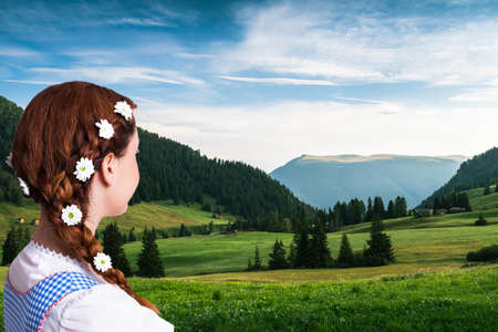 beautiful woman in a traditional bavarian dirndlの写真素材