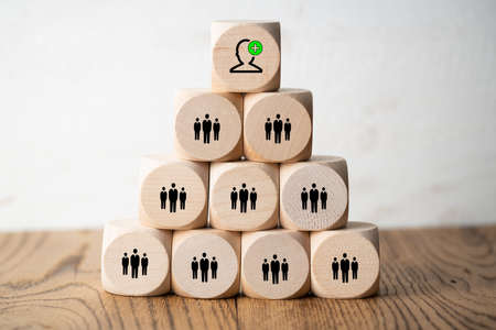 organization and team structure symbolized with cubesの写真素材