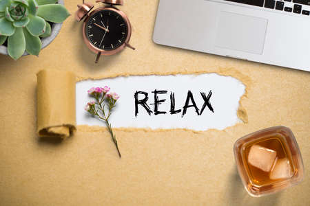 torn paper revealing messageの写真素材