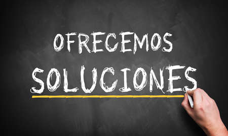 We Offer Solutions in Spanish concept from analyst, consultancy or advisor with a businessman...