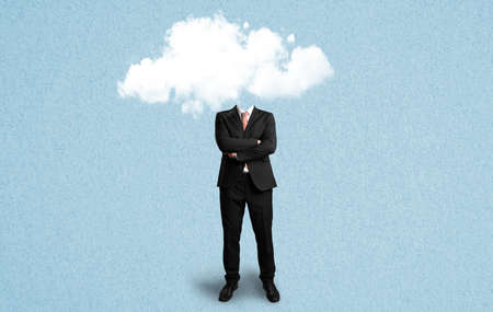 businessman with a cloud as a head on paper backgroundの写真素材