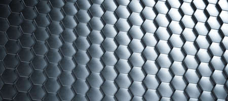 dark futuristic hexagon cylinder pattern - 3D Illustration
