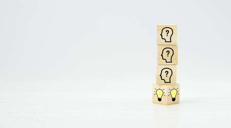 cubes showing a brainstorming session on white background - 3d illustrationの写真素材