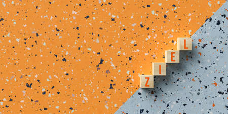 cubes with German message for GOAL on colorful background - 3d illustration