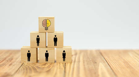 cubes showing a brainstorming session on white background - 3d illustrationの写真素材