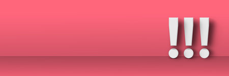 exclamation marks leaning against a colorful wall - 3d illustration