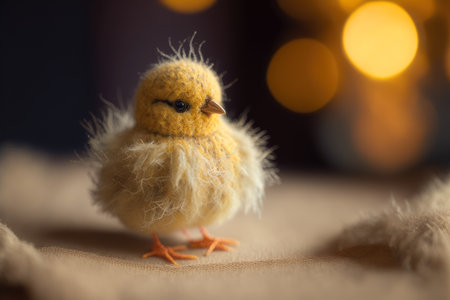 cute embroidered baby chciken in a nest, generative aiの素材