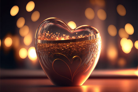 fascinating heart shape in front of a background with glowing lights,  generative aiの素材