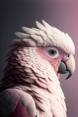 portrait of a pink and white parrot, generative aiの素材