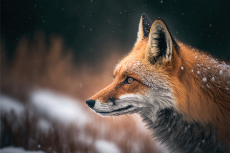a fox in the snow, generative aiの素材