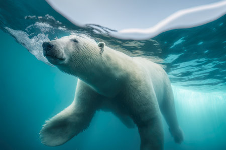 a swimming polar bear, generative ai