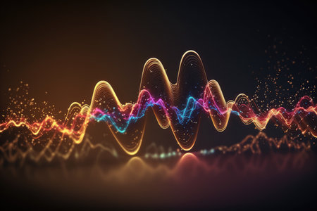 colorful abstract particle soundwave background, generative aiの素材
