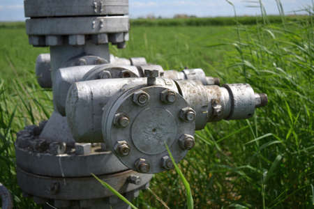 Equipment of an oil well. Shutoff valves and service equipment.の写真素材