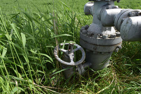Equipment of an oil well. Shutoff valves and service equipment.の写真素材