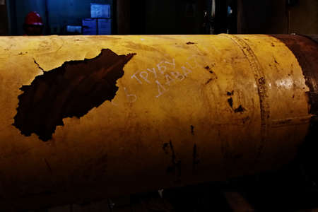 The protected isolated pipeline. Laying of the new line of the oil pipeline.の写真素材