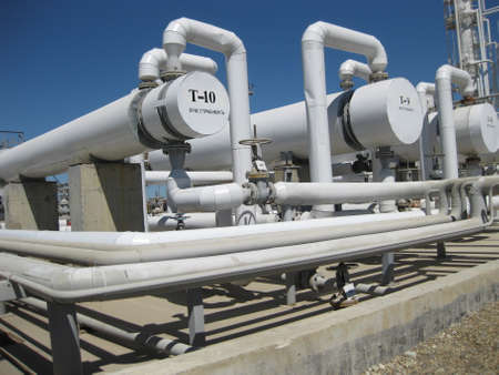 Oil refinery. Equipment for primary oil refining.の写真素材