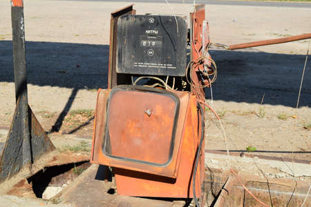 The old thrown gas station. Structure of times of socialism.の写真素材