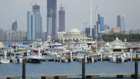 Yachts and boats on the mooring. Arab Emirates.の写真素材