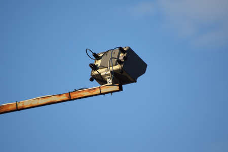 Traffic camera to control the speed of vehicles. Traffic safety.の写真素材