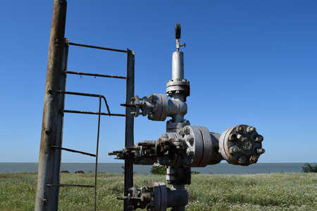 Equipment of an oil well. Shutoff valves and service equipment.の写真素材