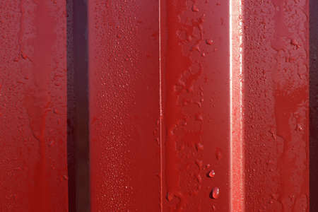 Diagonal pattern of metal profile. Fences from the galvanized iron painted by a polymeric covering.の写真素材